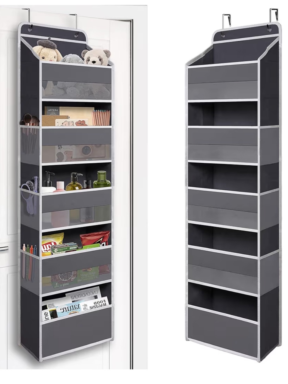 TYMENSH Over-the-Door Hanging Closet Organizer Shelves - Gray